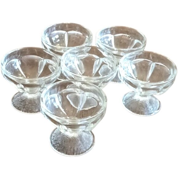 Vintage Dominion Sundae / Ice-Cream Dessert Goblets / Cups Clear Glass Set of 6 - Picture 1 of 7